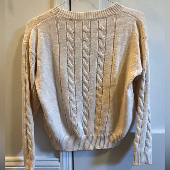 Miou Muse Cream Light Cable Knit Sweater - Picture 2 of 5